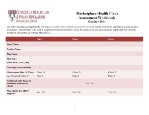 Marketplace Health Plans Template Assessment Workbook Oct 2014 - p.1