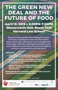 Poster of event: "The green new deal and the future of food"