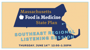 Poster of event: "Massachusetts Food is Medicine State Plan: Southeast Regional, Listening Session"