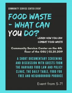 Poster of event: "Food Waste - What can you do?"