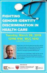 Poster of event: "Fighting gender identity discrimination in health care"