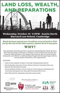 Poster of event: "Land Loss, Wealth, and Reparations"