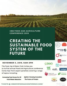 Poster of event: "Creating the sustainable food system of the future". Poster has a picture of a farm.