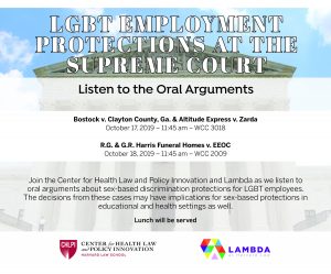 Poster of event "LGBT Employment Protections at the Supreme Court"