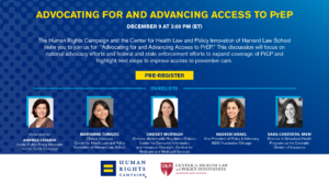 PrEP Webinar Flyer: "Advocating for and Advancing Access to PrEP"