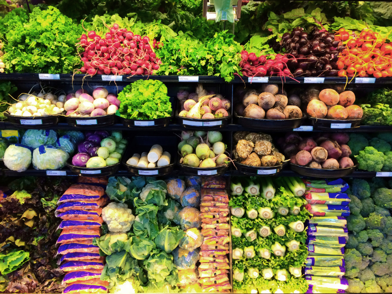 Produce in a grocery store